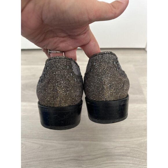 Stuart Weitzman Guything Pyrite Wingtip Tassels Nocturn Metallic Loafers Size 10 - Picture 9 of 12